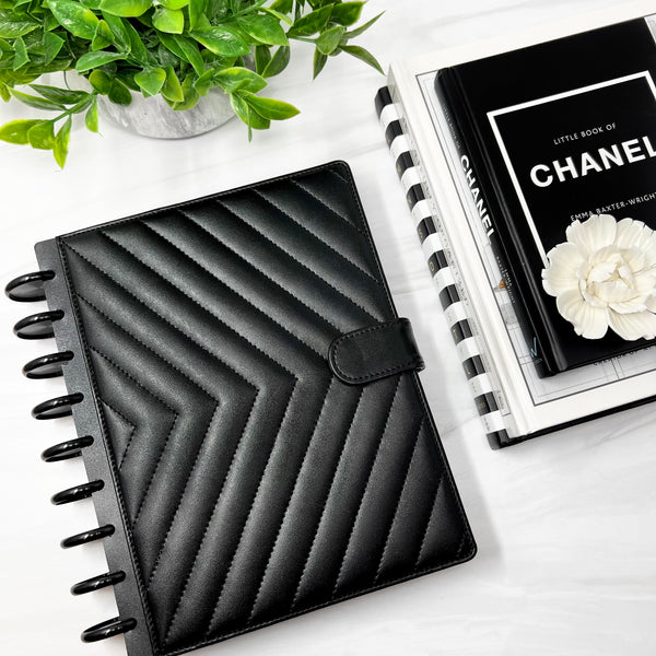 LUXE QUILTED PLANNER COVER SET - SLEEK BLACK – Live Love Posh