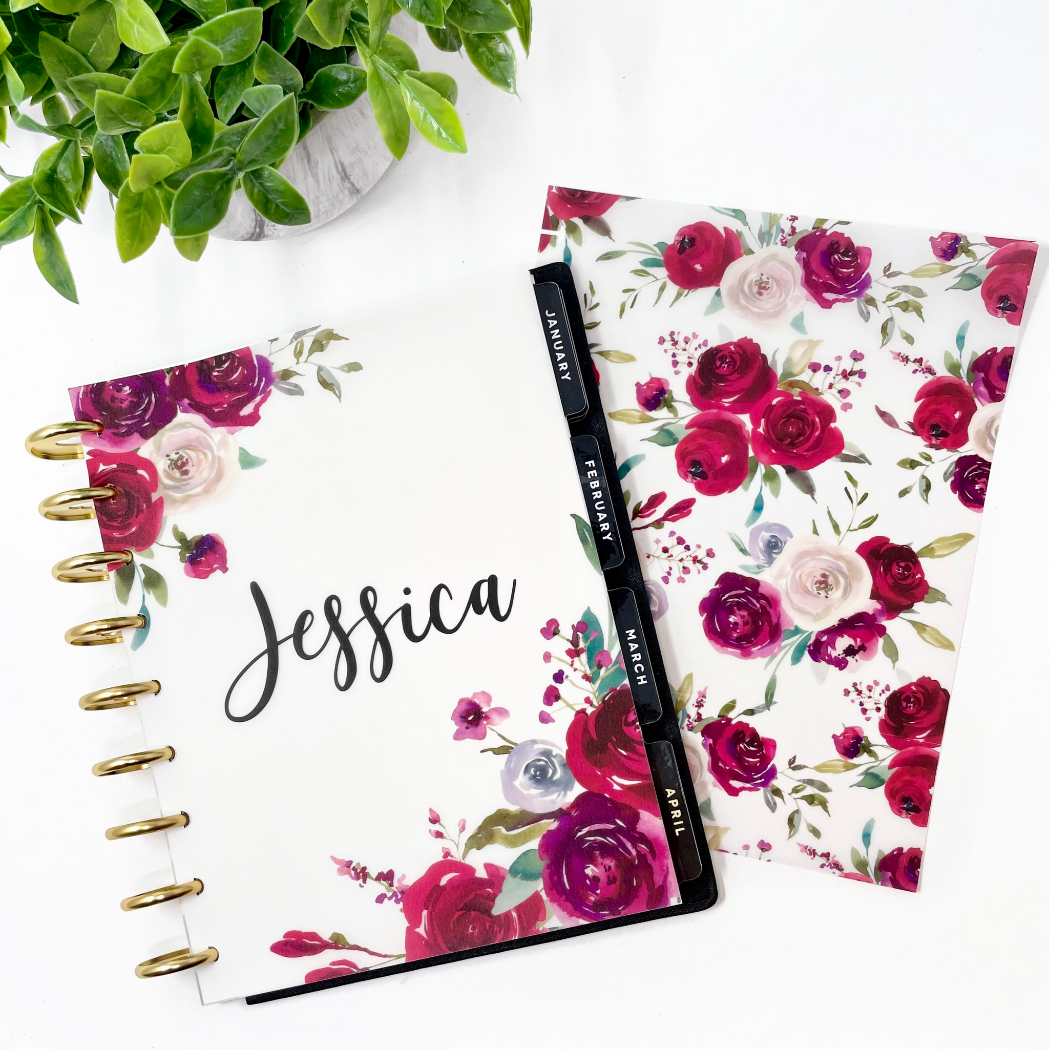 CRIMSON BLOOMS VELLUM DASHBOARD - PERSONALIZED