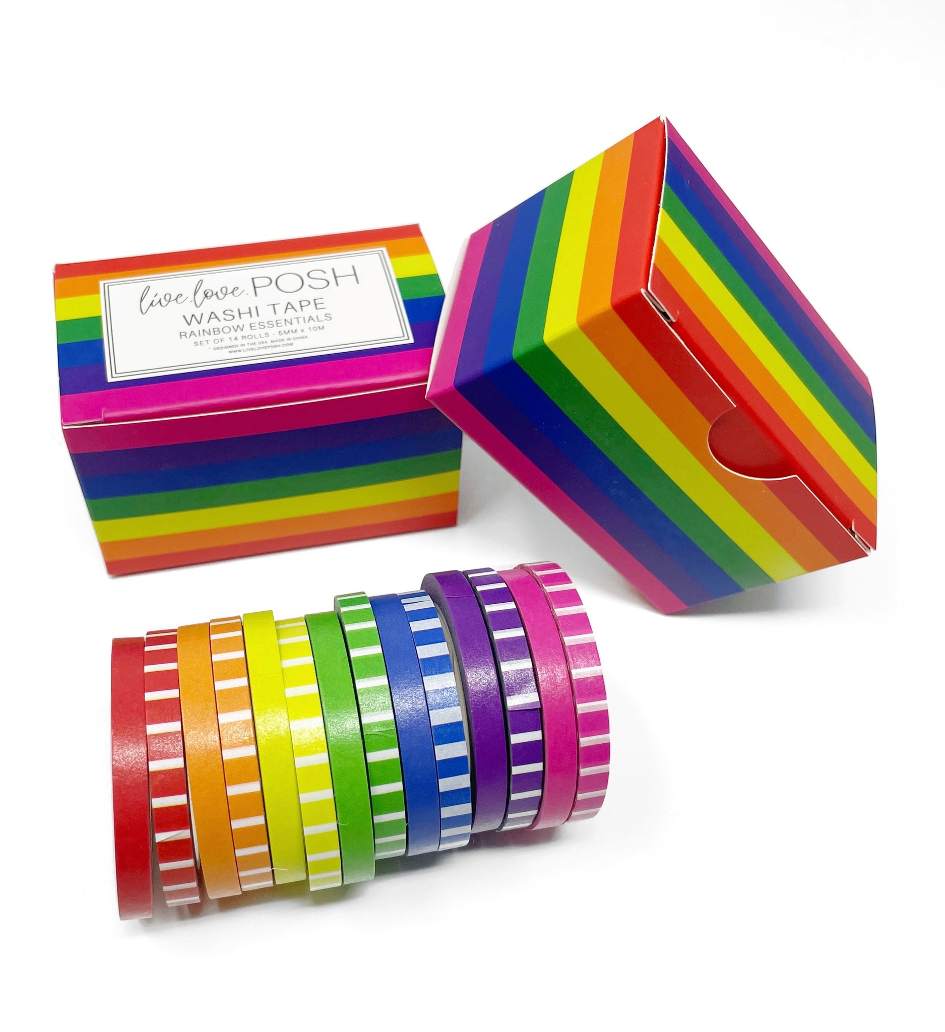 THIN WASHI TAPE ESSENTIALS - RAINBOW (Set of 14)