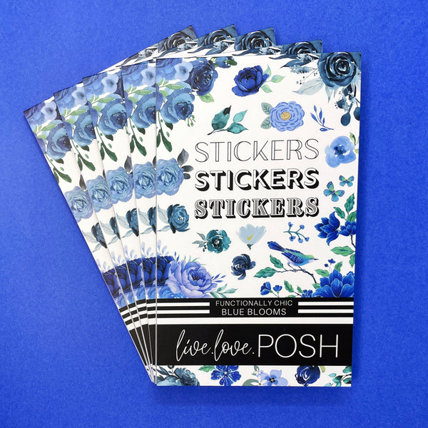 BLUE BLOOMS FUNCTIONALLY CHIC STICKER BOOK