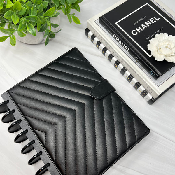 LUXE QUILTED PLANNER COVER SET - SLEEK BLACK