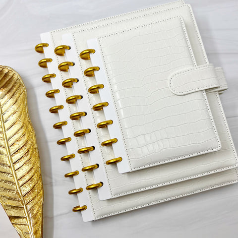 LUXE CROCO PLANNER COVER SET- SIMPLY WHITE
