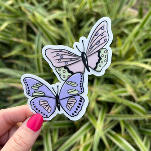 PASTEL BUTTERFLIES VINYL STICKER (CLEAR)