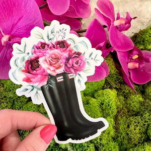 FLORAL RAIN BOOT VINYL STICKER (CLEAR)