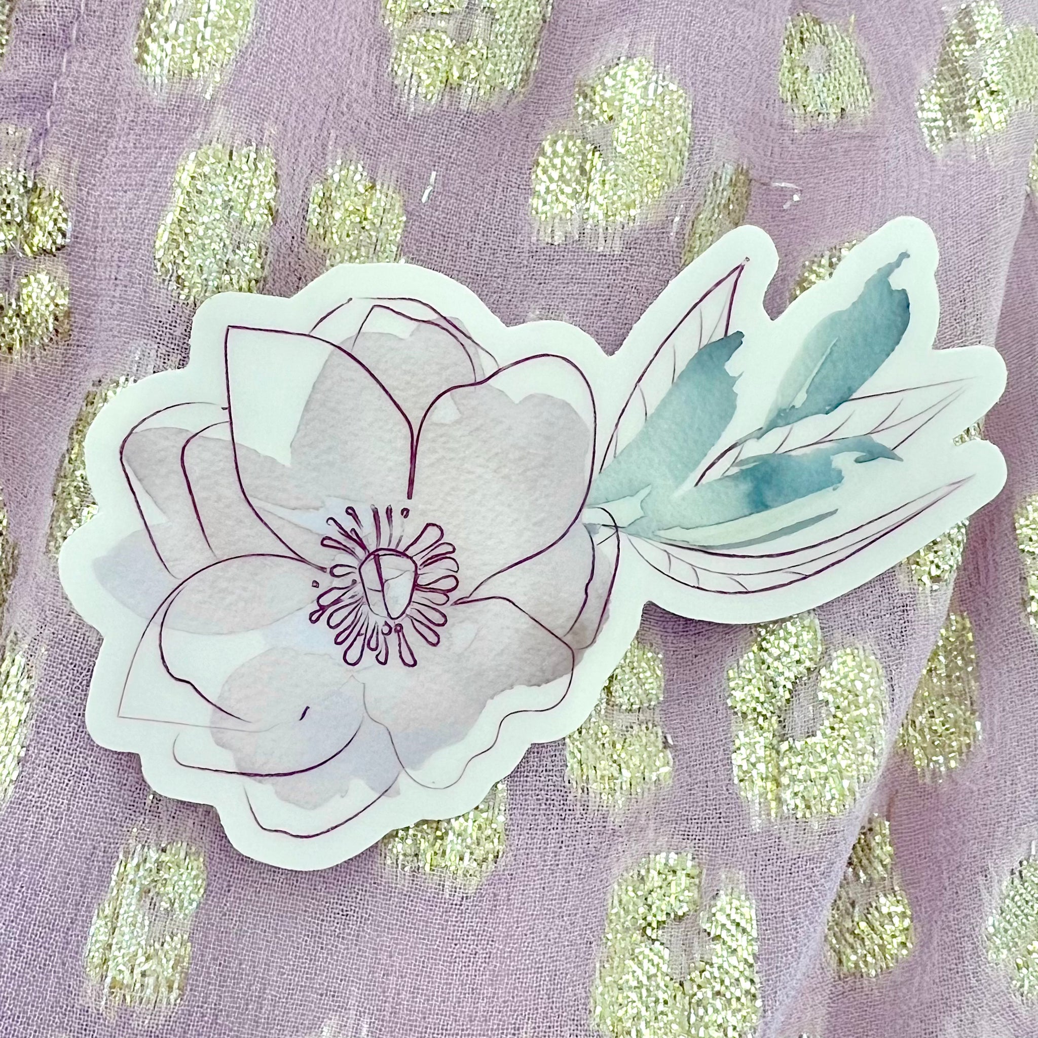 MUTED LINED FLORAL VINYL STICKER (CLEAR)