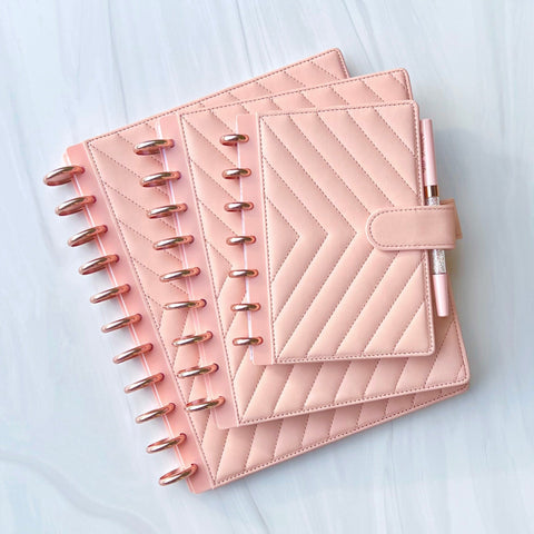 LUXE QUILTED PLANNER COVER SET - BLUSH