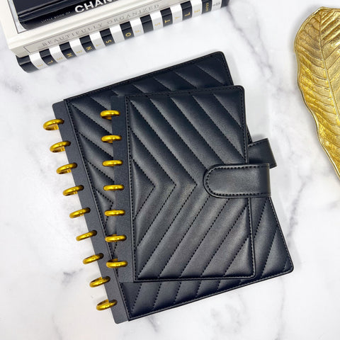 LUXE QUILTED PLANNER COVER SET - SLEEK BLACK