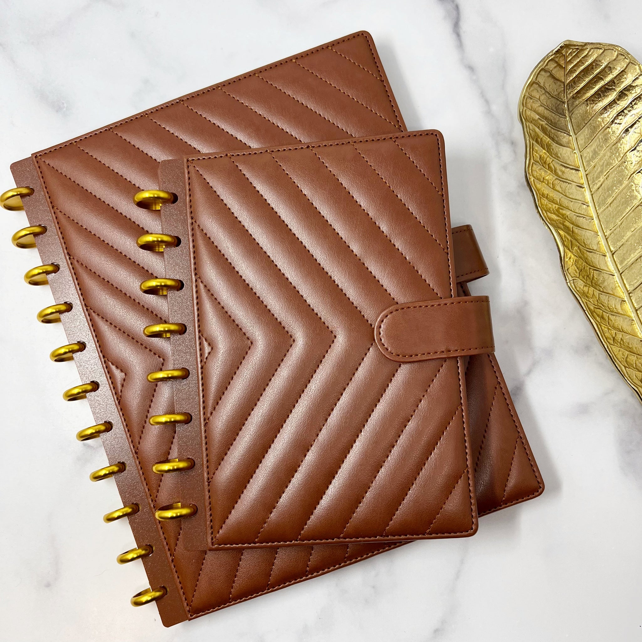 LUXE QUILTED PLANNER COVER SET - CHIC COGNAC