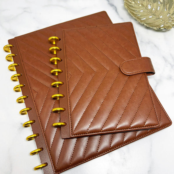 LUXE QUILTED PLANNER COVER SET - CHIC COGNAC