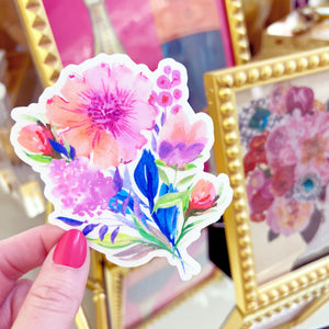 VIBRANT FLORAL BOUQUET VINYL STICKER (CLEAR)