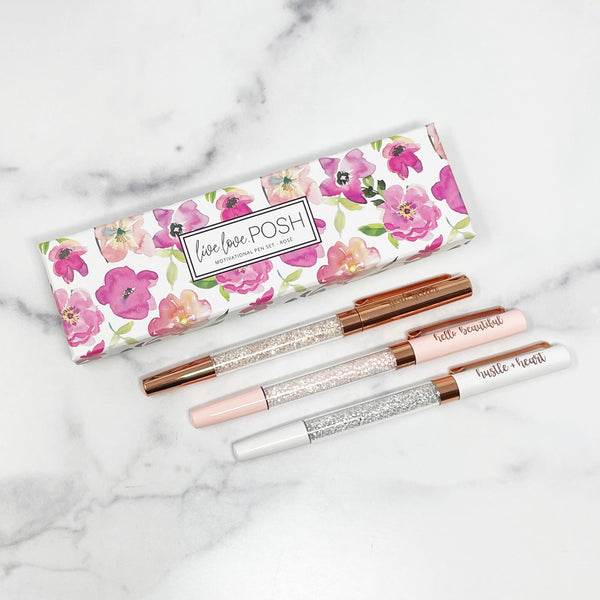 ROSÉ MOTIVATIONAL PEN SET