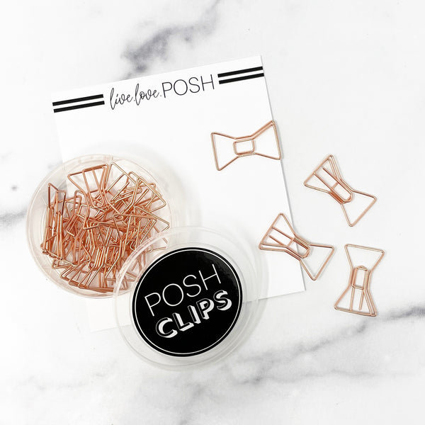 POSH CLIPS - ROSE GOLD BOW