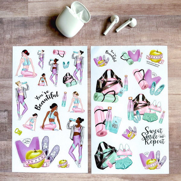 FLORAL FITNESS STICKER BOOK