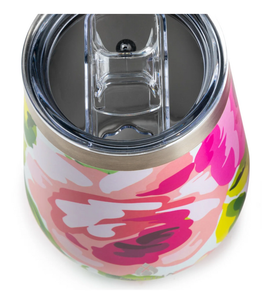 BRIGHT FLORAL STEMLESS WINE TUMBLER