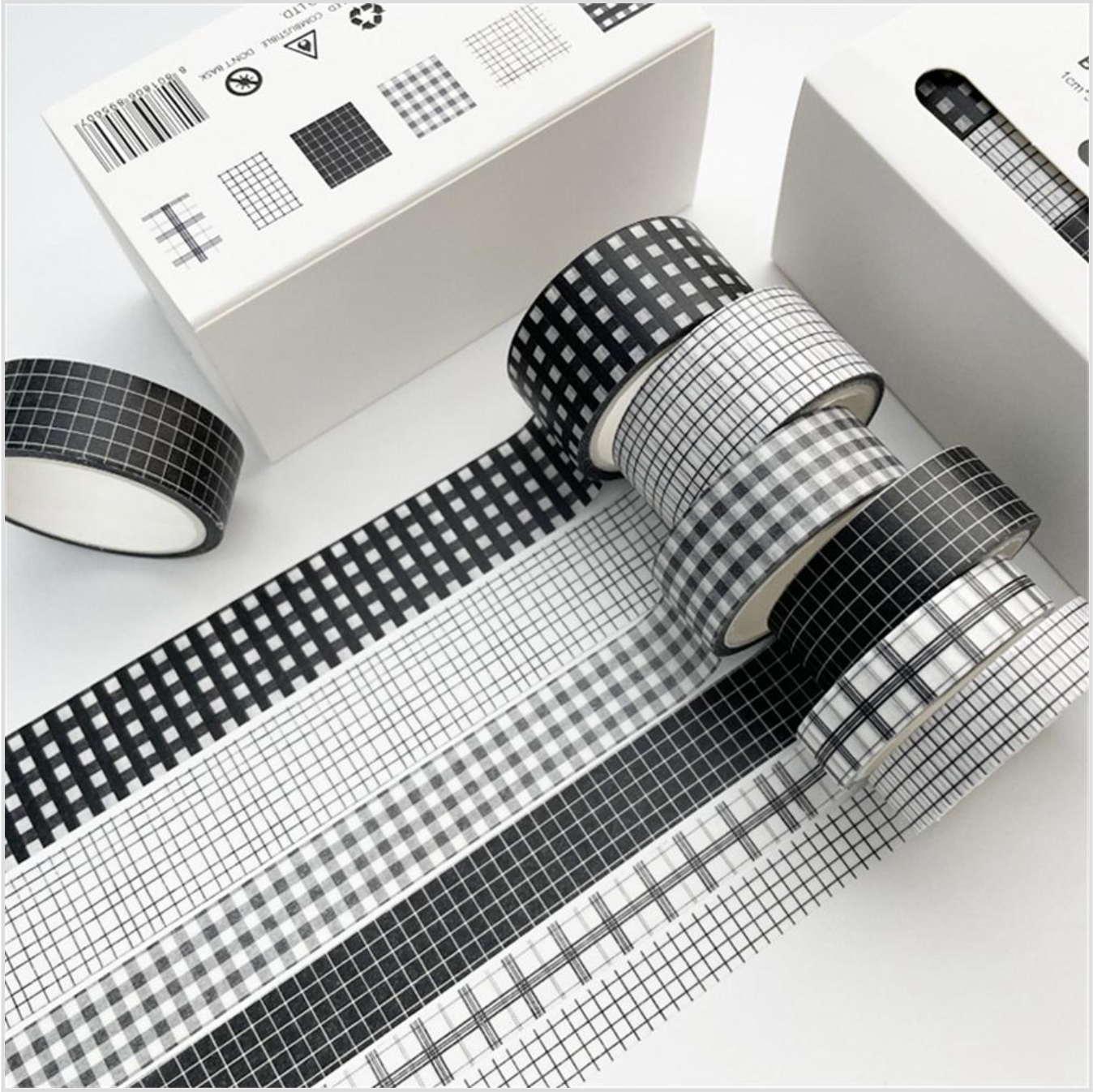 PLAID WASHI TAPE SET - BLACK & WHITE