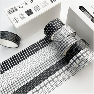 PLAID WASHI TAPE SET - BLACK & WHITE