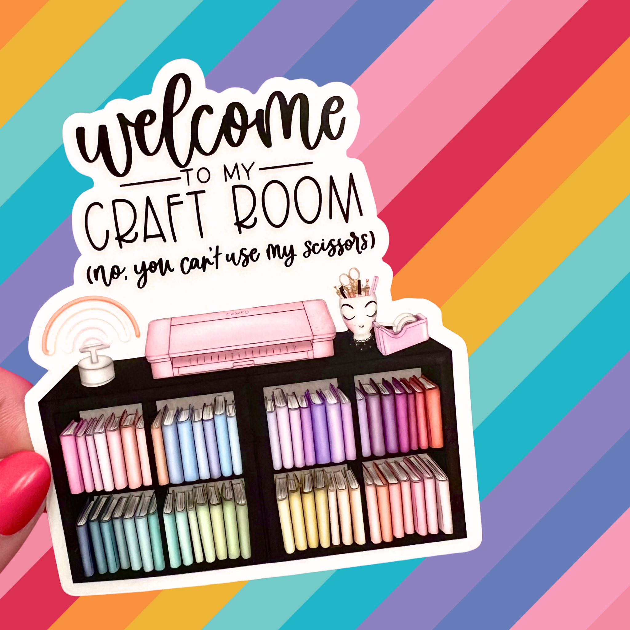 WELCOME TO MY CRAFT ROOM VINYL STICKER (CLEAR)