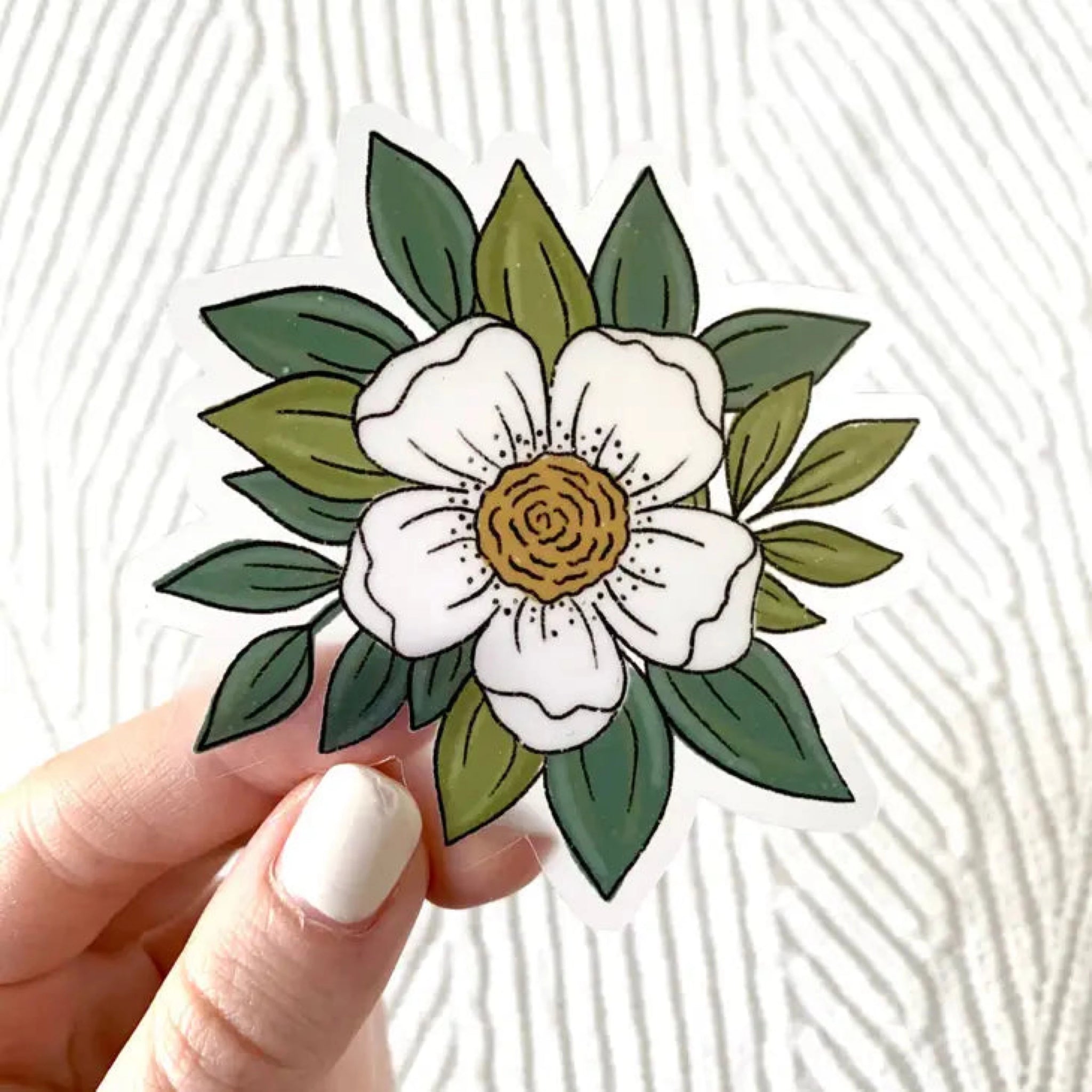 WHITE FLOWER STICKER (CLEAR)