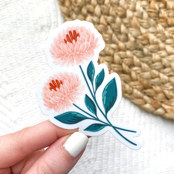 PINK CHRYSANTHEMUMS DIE CUT STICKER