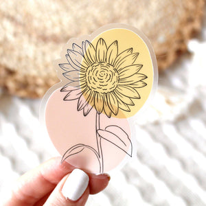 ABSTRACT SUNFLOWER DIE CUT STICKER (CLEAR)