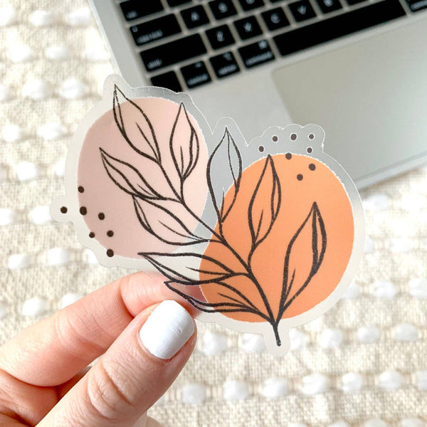 PINK LEAVES DIE CUT STICKER (CLEAR)