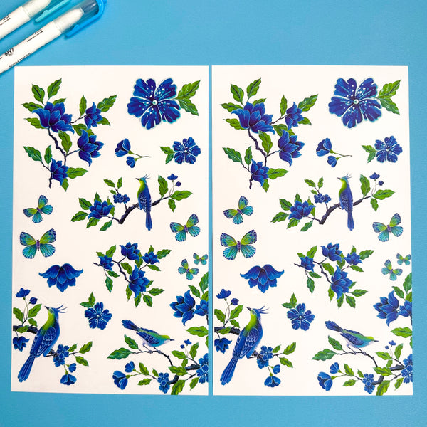 BLUE BLOOMS FUNCTIONALLY CHIC STICKER BOOK