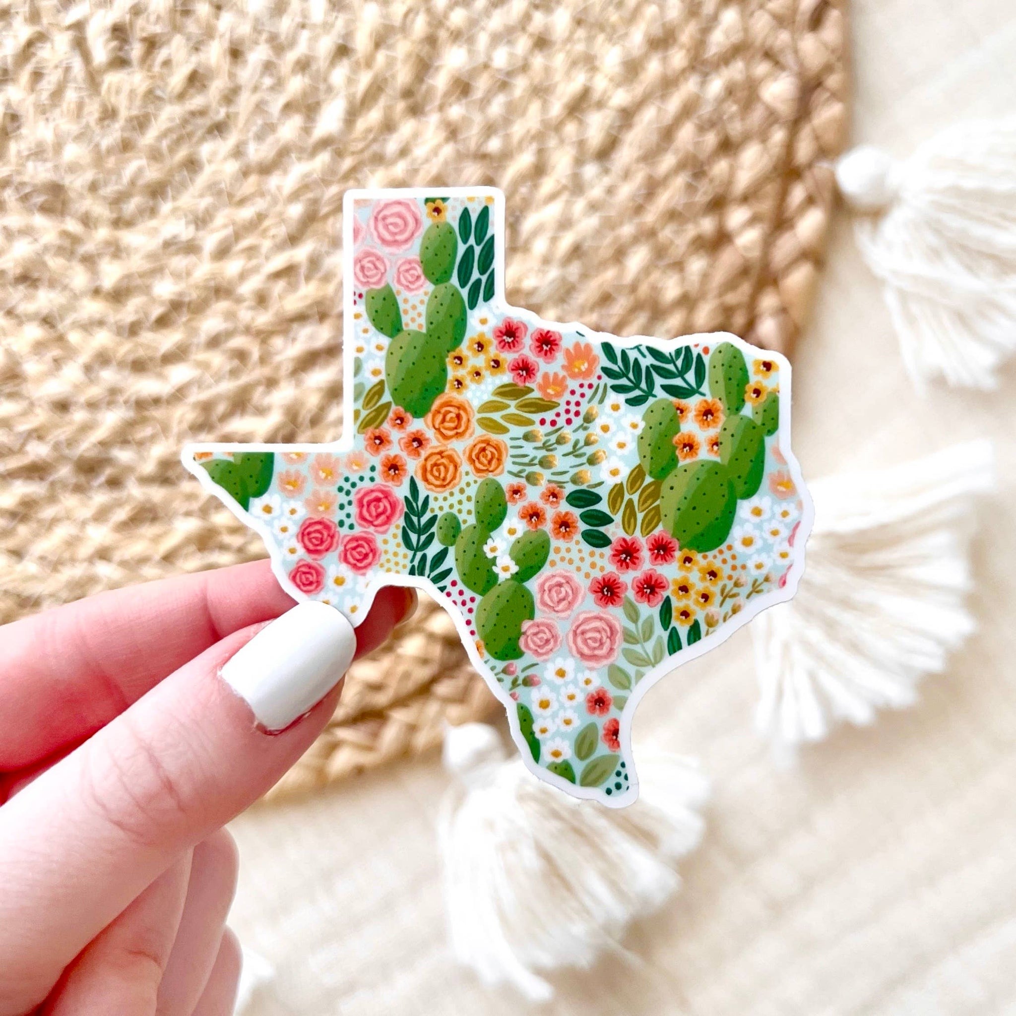 TEXAS CACTUS BLOOMS STATE DIE CUT STICKER