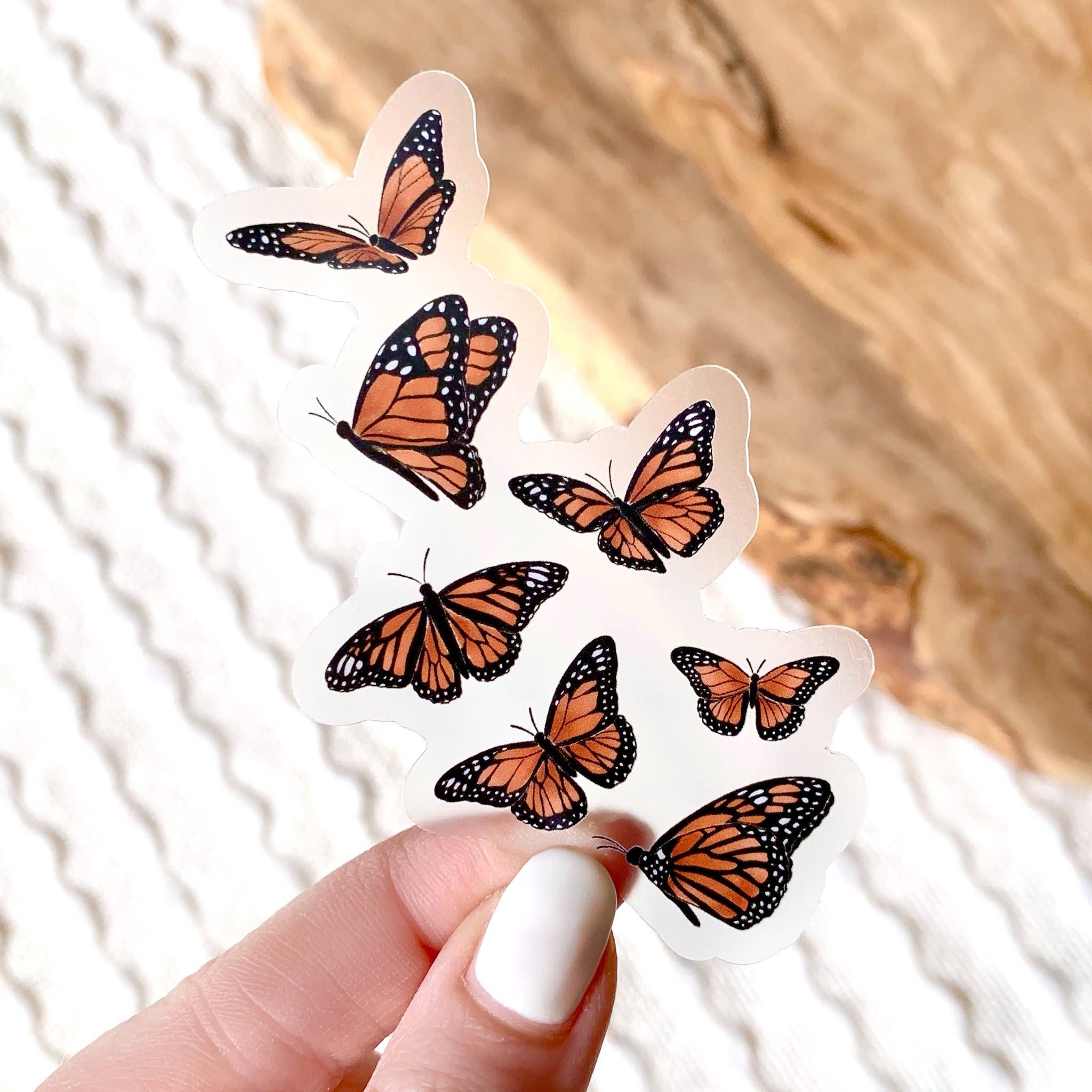 Clear Flying Butterflies Sticker, 3.5x2in