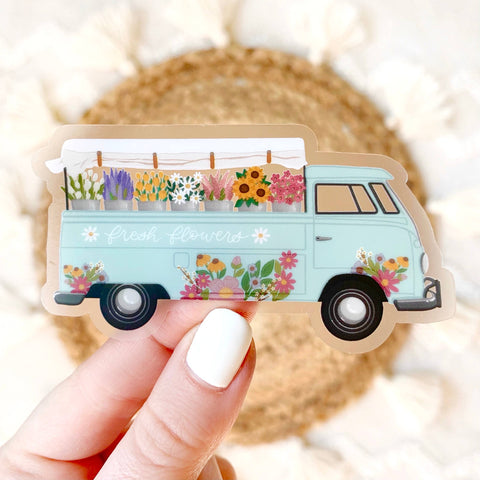 FLOWER TRUCK DIE CUT STICKER (CLEAR)