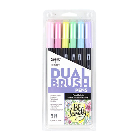 TOMBOW DUAL BRUSH PEN ART MARKERS - PASTEL (Set of 6)