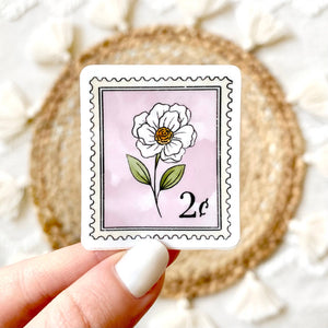 PURPLE FLORAL STAMP DIE CUT STICKER