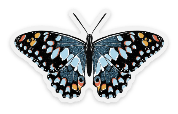 BLUE SPECKLED BUTTERFLY STICKER (CLEAR)