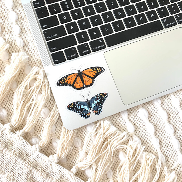 BLUE SPECKLED BUTTERFLY STICKER (CLEAR)