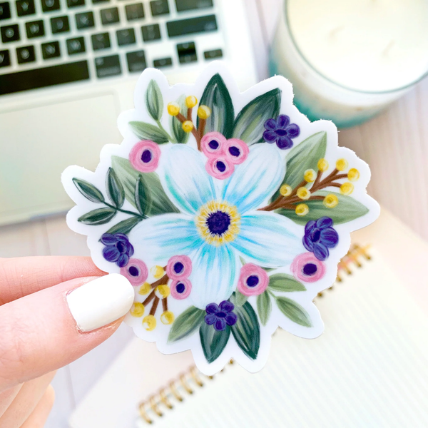 BLUE DAISY DIE CUT STICKER