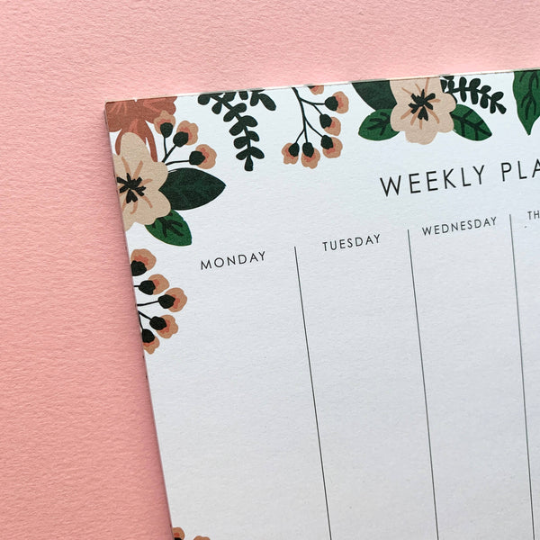 PEACHY FLORAL WEEKLY PLAN PAD
