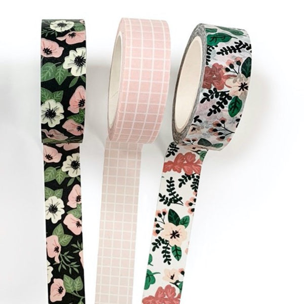 FLORAL & GRID WASHI TAPE - SET OF 3