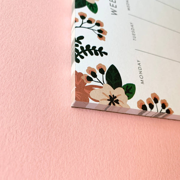 PEACHY FLORAL WEEKLY PLAN PAD