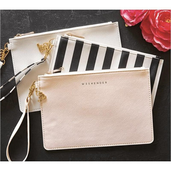 LUXE CABANA STRIPE ZIPPER POUCH