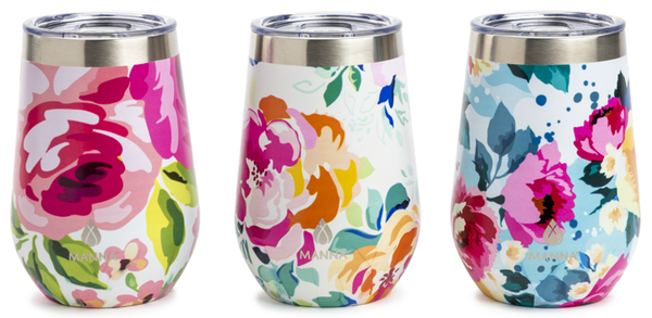 BRIGHT FLORAL STEMLESS WINE TUMBLER