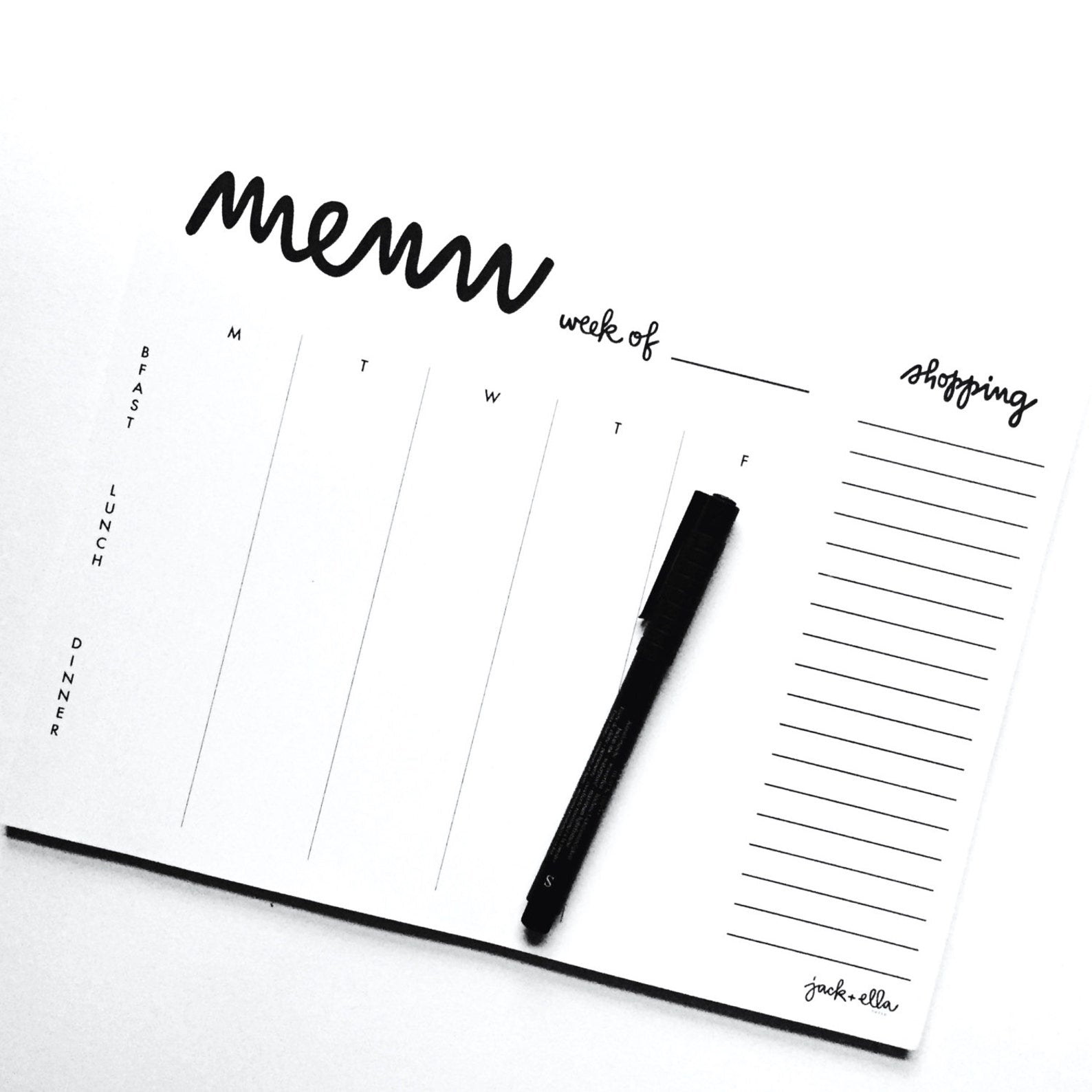 WEEKLY MENU NOTEPAD - LETTER SIZE