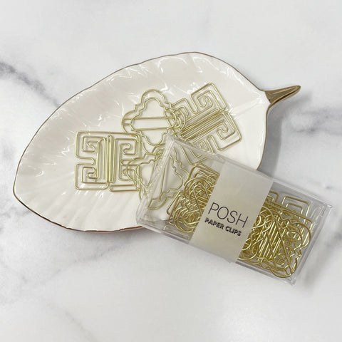 LUXE POSH CLIPS - GOLD GREEK KEY & QUATREFOIL