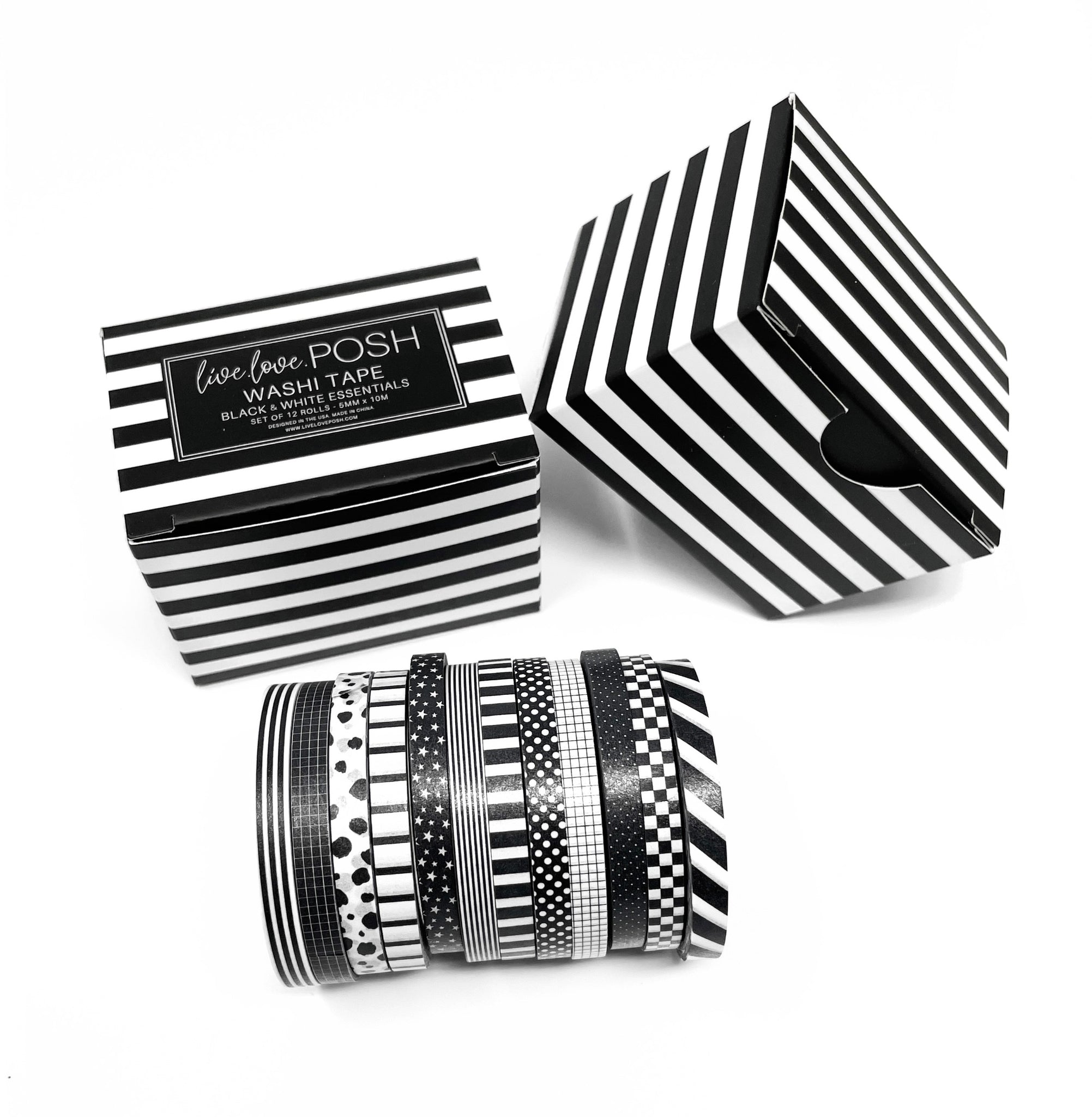 Classic Black & White Stripe Washi