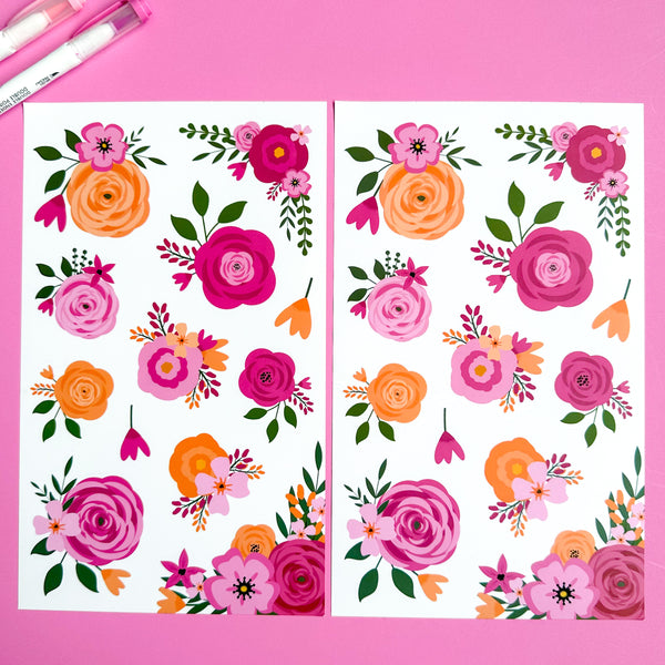PINK BLOOMS FUNCTIONALLY CHIC STICKER BOOK