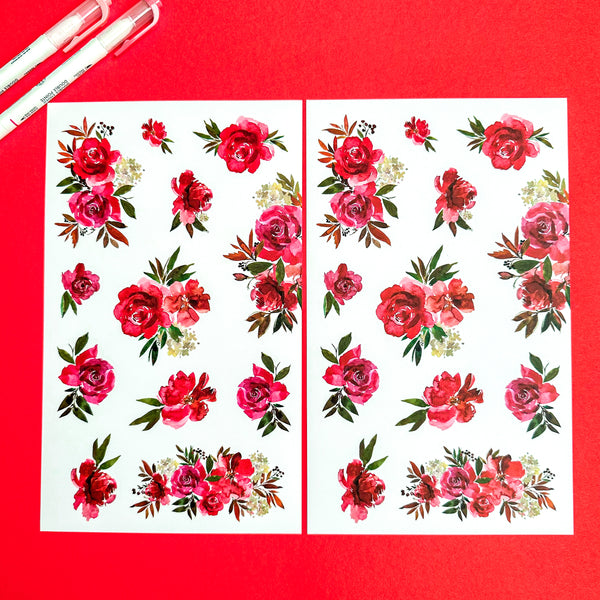 RED BLOOMS FUNCTIONALLY CHIC STICKER BOOK